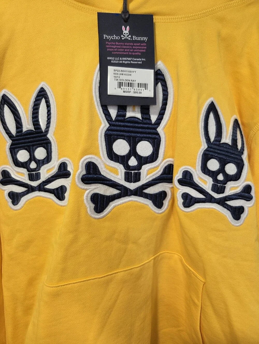 New With Tags Psyco Bunny Embroidered Kids Hoodie Size 10-12